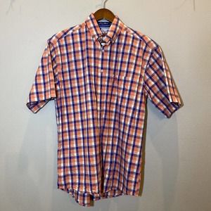 Wrangler George Straight Shirt Men's S Plaid Orange & Blue